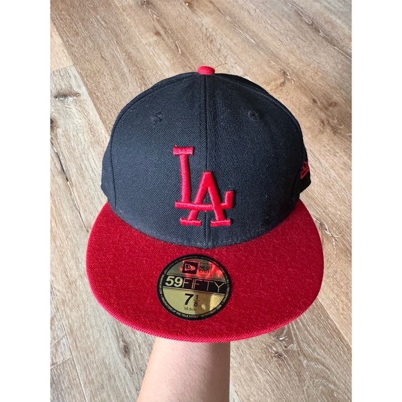 New Era Other - New Era 59FIFTY LA Dodgers Hat Black Red Fitted MLB Los Angeles Cap Size 7 1/8